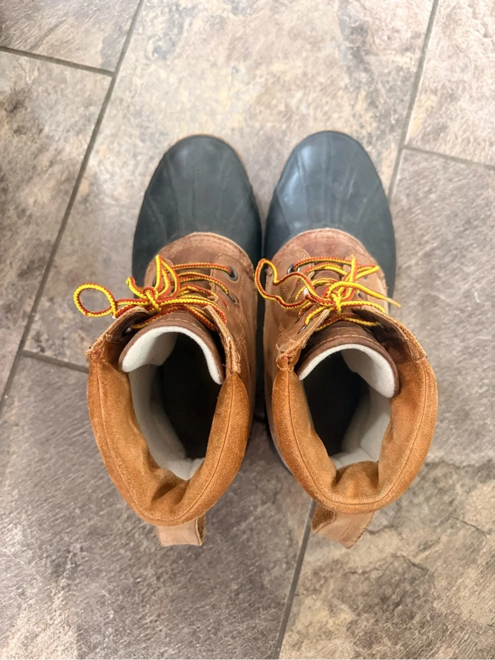 Sorel Men's Brown Leather Lace Up Duck Boots size 12 (Waterproof)